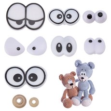 아크릴 인형 눈 속눈썹 포함 글리터 DIY 공예 눈알 인형 눈 부자재 세트, 1개, 아이 524