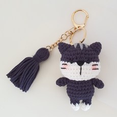 [JW손뜨개] 귀여운 동물 키링 (곰 토끼 고양이) 만들기 패키지, 챠콜고양이, 1개