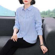 투니스 여성 루즈핏 자수 긴소매 셔츠