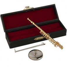 미니어처 플루트 받침대 케이스 포함 황동 미니 악기 모형 수집용 피규어 인형의 집 액세서리 가정 장식 디스플레이 장식품 실버 5.39인치 2509210, Gold, 4.29"