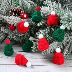 미니 털모자 크리스마스소품 트리 데코 인형꾸미기 연말소품, 레드, 10개