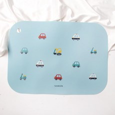 寶寶ins 雲朵矽膠餐墊, 萌趣小車 方形墊 43x30.5cm, 1個