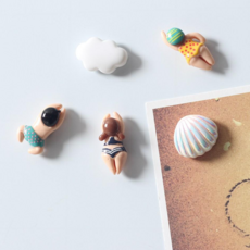 수영하는남녀 5pcs세트 냉장고 현관문 인테리어 자석 귀여운 마그넷, 수영하는남녀 5pcs 세트 자석