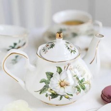 티팟 찻주전자 티포트 세트 고귀한 본 차이나 500ML 핑크 동백 커피 홈 고급 도자기 파 카페 차, 1개