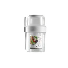 SEAL LOCK 雙層沙拉盒 2WAY 附餐具, 白色,小, 1個, 870ml
