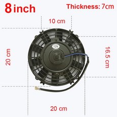 차량용 선풍기 USB 자동차 쿨링팬 저소음 듀얼 송풍기 8 9 10 12 14 인치 범용 슬림 팬 푸시 풀 전기 라디에이터 공기 흡입 유형 냉각 및 장착 키트 12V 80W 210, 1)8 inches 12V