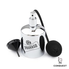 CONQUEST 義大利 Proraso 專業頂級修容香水噴罐，復古手壓式鏡面鉻銀鬍後水，刮鬍領導品牌, 1個, 65mL