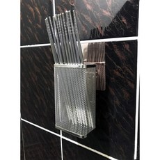 台灣製造 無痕貼片304不鏽鋼筷子籃(中) 無焊接點, 1個, 不鏽鋼色