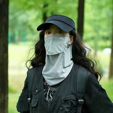 防曬面罩女夏季遮全臉防紫外線冰絲護頸脖子遮陽口罩騎行開車透氣, 1個, 如圖