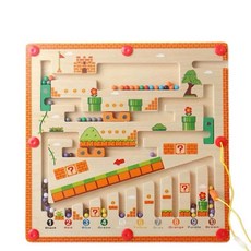 蘑菇屋數字迷宮，兒童益智玩具，磁性運筆迷宮，顏色認知，手眼協調訓練, 多色混合, 1個