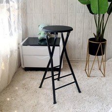 접이식바의자 원형 높은의자 보조 블 스탠딩 체어 카운터, 60cm 블랙