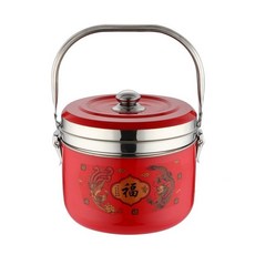 【開發票/統編】燜燒鍋 保溫便當盒 節能保溫鍋, 1個, 龍鳳呈祥紅,9陞（食品級304不銹鋼）