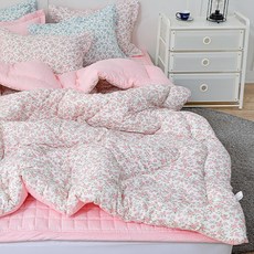 도미아 먼지없는 꽃무늬 스트라이프 리버서블 차렵이불세트 건조기 사용가능 국산 이불 패드 세트 [국내생산 공장 직배송]