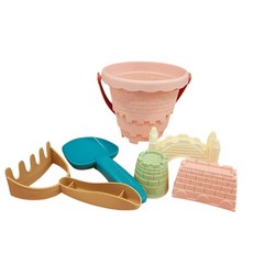 兒童沙灘玩具套裝 (水桶 鏟子 耙子 城堡模具) - 海灘玩沙工具組, 城堡桶-粉色, 1g, 1個
