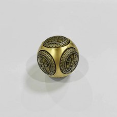 黃銅手工骰子擺件 六面可旋轉設計 茶桌飾品 文創工藝品 轉運小物 生肖主題 桌面裝飾+圓形六面轉(小號)