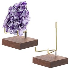 Hipiwe 소형 디스플레이 스탠드 조절 가능한 금속 암과 나무 베이스 2개 - 크리스탈 화석 슬라이스 산호 지오드 락 미네랄 마노용 장식 접시 이젤 홀더 5.1cm x 8., 스퀘어, 골드, 미디엄_164894