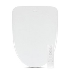 ALPHA BIDET iX 퓨어 비데 변기 시트 라운드 화이트 | 울트라 로우 프로파일 | 끝없는 따뜻한 물 | 아치형 스테인리스 스틸 노즐 | 블루 LED 야간 조명 | 건조
