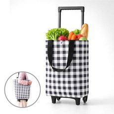 ROYAI ONE 휴대용 방수 장바구니 접이식 장바구니카트, 1개, 흑백