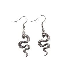 SENFAI Gothic Jewelry 남성용 스테인리스 스틸 바이퍼 스네이크 펜던트 체인 목걸이 귀걸이 스몰 메탈 보석 없음