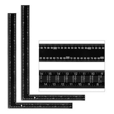 [2개 묶음] 양면직각자 400mm X 600mm 1P+1P 목공 기역자 수직자 ㄱ자 수평자 스틸자 철자 쇠자 직자 각도기 스퀘어 40cm X 60cm, 블랙, 2개