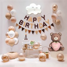 스피세프 파티 생일풍선 장식 생일파티 풍선세트, 갈색곰, 1세트