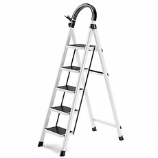 사다리 접이식사다리 탄소강 가정용사다리 화이트 4단/5단, 1개