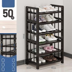 신발장 수납장 틈새 철제 신발정리대 현관 선반 내구성, 1단, 블랙 6-50