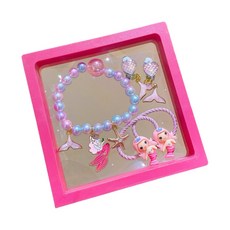 萱寶媽咪baby童裝館 兒童果凍色公主手鍊，卡通串珠手環聖誕節交換禮物，兒童飾品首飾手鍊配飾新年髮飾組慶生禮物