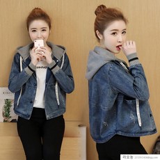 라오농 빅사이즈 빈티지 구제 데님 청 후드 조끼 조끼 여성 재킷+d5201LL