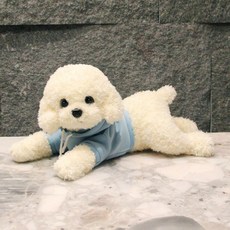 푸들인형 진짜같은강아지인형 진짜강아지인형 리얼강아지인형 귀여운, 화이트 독 블루 스웨트 셔츠, 35cm, 1개