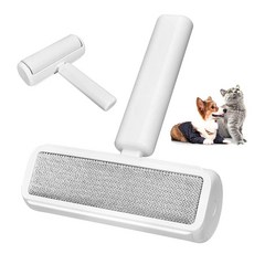 반려동물 털 제거기 2 in 1 재사용 가능한 리무버 및 롤러 개 고양이 제거 도구 양면 효과적인 접착 보풀 브러시 셀프 클리닝 가구 카시트 카펫, 반려동물 털 제거기, 2 in 1 재사용 가능한 리무버
