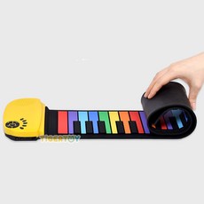 말랑 실리콘건반 음악놀이 휴대용 피아노 장난감악기 어린이집, 1개, 색상 혼합