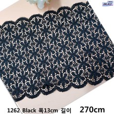 DKLACE-1262 / 자가드 스판 레이스 폭 13cm 3 color, 3개, 블랙
