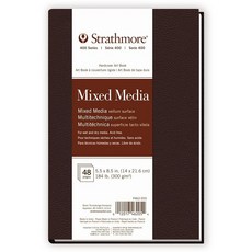 Strathmore 400 시리즈 혼합 미디어 페이퍼 아트 북 매트 브라운 커버 내추럴 화이트 하드바운드 24장 14x21.6cm(5.5x8.5인치)