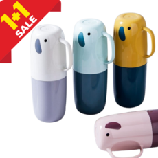 휴대용 손잡이 코끼리 양치컵 1+1, 1세트, 블루+핑크