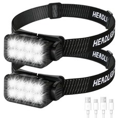 Mavtrail Rechargeable Headlamp Flashlight 2 Pack 8 LED 2500 Lumen Super Bright Head Lamp with 5 M