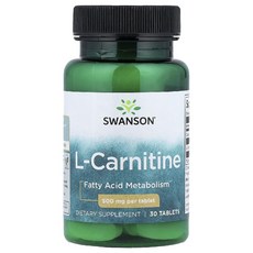 스완슨 L 엘 카르니틴 카르티닌 500mg 30정 운동전 부스터 Carnitine, 30개