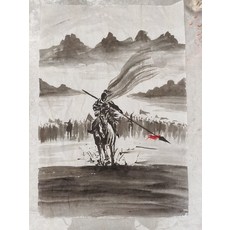 手繪國畫奔馬圖 宣紙畫心 寫意花鳥 28x42釐米, 參考詳情頁