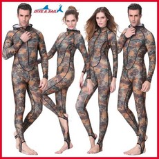 迷彩潛水服男女連體防曬游泳衣衝浪服情侶薄款連帽浮潛水母服泳裝