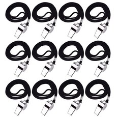 원폴뎀 블랙 스테인리스 호루라기, 12개, 메탈