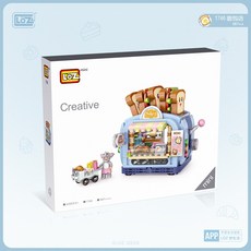 LOZ 1745 雪糕店 / 1746 麵包店 拼裝積木 附人偶 兒童益智玩具, 1個, 1746麵包店