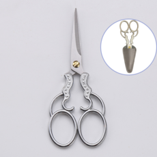 키치넬라 앤티크 가위 + 가위 케이스, 1개, 실버