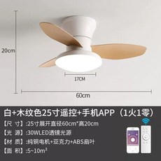 거실 조명 천장 선풍기 63cm 단색 실링팬 25인치 LED, N. 3 잎 흰
