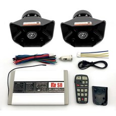 후진벨 화물차 백부져 무선 전자 사이렌 시끄러운 자동차 경고 경보 경찰 스피커 마이크 시스템 화재 PA 12V 400W, [02] Set C