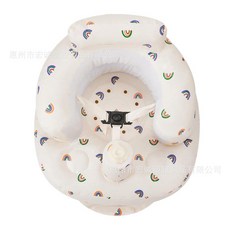 現貨PVC嬰兒餐椅充氣沙發寶寶加厚多功能戶外野餐學座椅帶安全帶, 彩虹安全帶學座椅