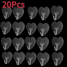 심장 모양 투명 펀칭 타월 홀더 다목적 자기 사랑 옷걸이 접착 플라스틱, 20pcs
