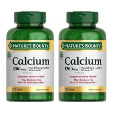 Nature's Bounty 네이처스 바운티 칼슘 1200mg 비타민D3 1000IU 소프트젤 120정, 2개