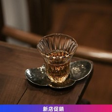 日式透明玻璃聞香茶杯 手工花瓣泡茶杯 功夫茶具 小號水晶杯 茶道專用 迷你茶杯, 1個, 花瓣玻璃【聞香杯】,200mL以下