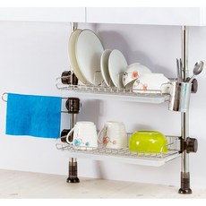 DAMDA 기둥 설치형 식기건조대 씽크선반 무타공, 1개, 400골드, 2단