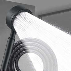 팝플랍 고압 욕실 샤워기 헤드 호스 2m 세트, 무광블랙(검정), 1개
